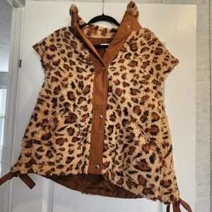 Blakeley Designs Leopard Print Faux Fur Vest Size S/M BNWOT